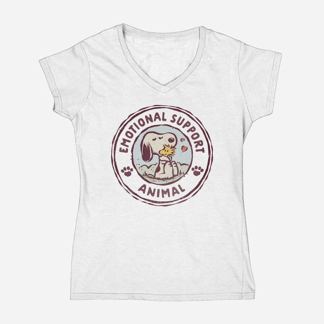 Emotional Support Woodstock-Womens-V-Neck-Tee-kg07