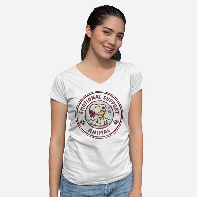 Emotional Support Woodstock-Womens-V-Neck-Tee-kg07