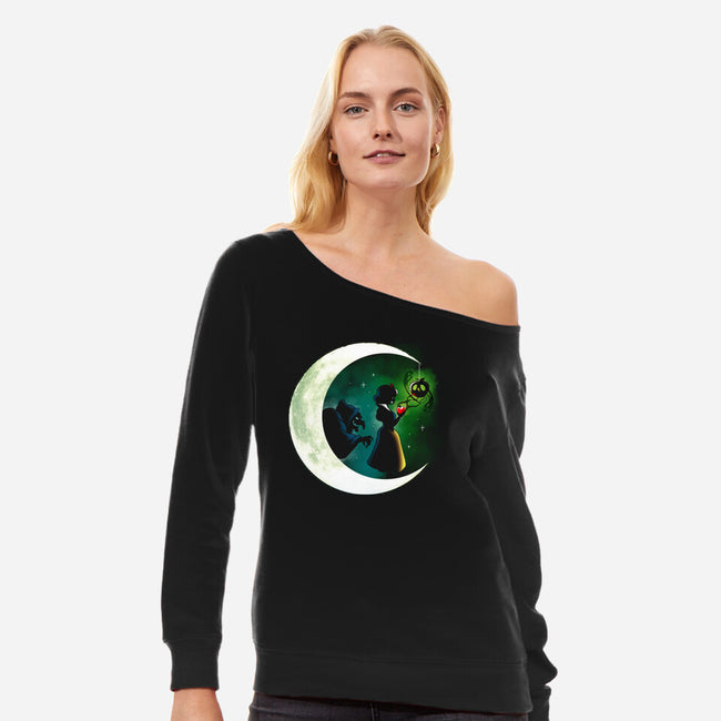 Snowy Moon-Womens-Off Shoulder-Sweatshirt-Vallina84