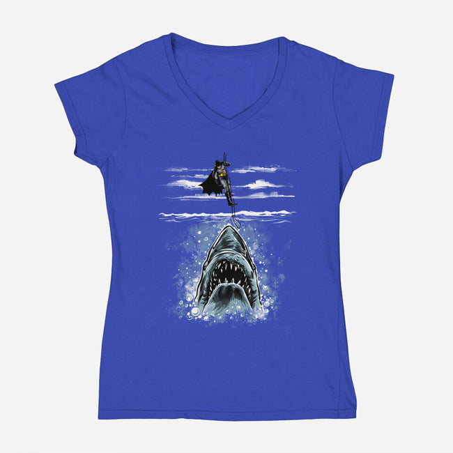 Shark Repellent-Womens-V-Neck-Tee-zascanauta