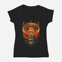 Art Deco Dark Tower-Womens-V-Neck-Tee-daobiwan