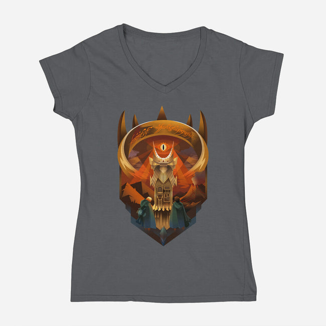 Art Deco Dark Tower-Womens-V-Neck-Tee-daobiwan