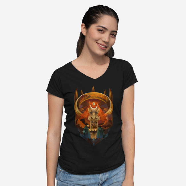 Art Deco Dark Tower-Womens-V-Neck-Tee-daobiwan