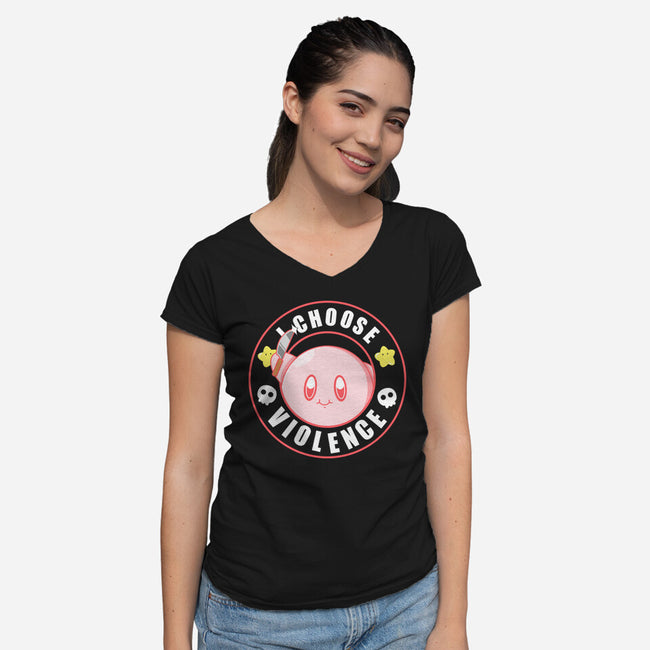 Kirby's Violence-Womens-V-Neck-Tee-Tri haryadi