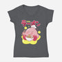 Kirby Star Ramen-Womens-V-Neck-Tee-Tri haryadi