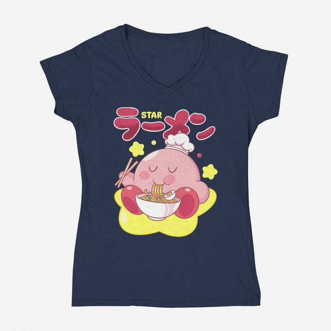 Kirby Star Ramen-Womens-V-Neck-Tee-Tri haryadi