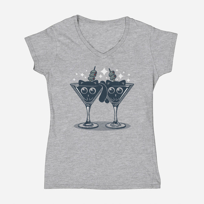 Meowtini-Womens-V-Neck-Tee-erion_designs