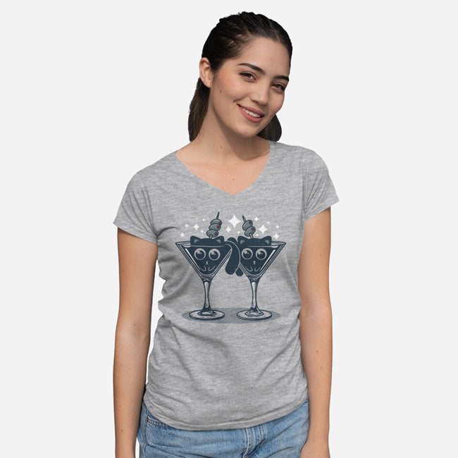 Meowtini-Womens-V-Neck-Tee-erion_designs