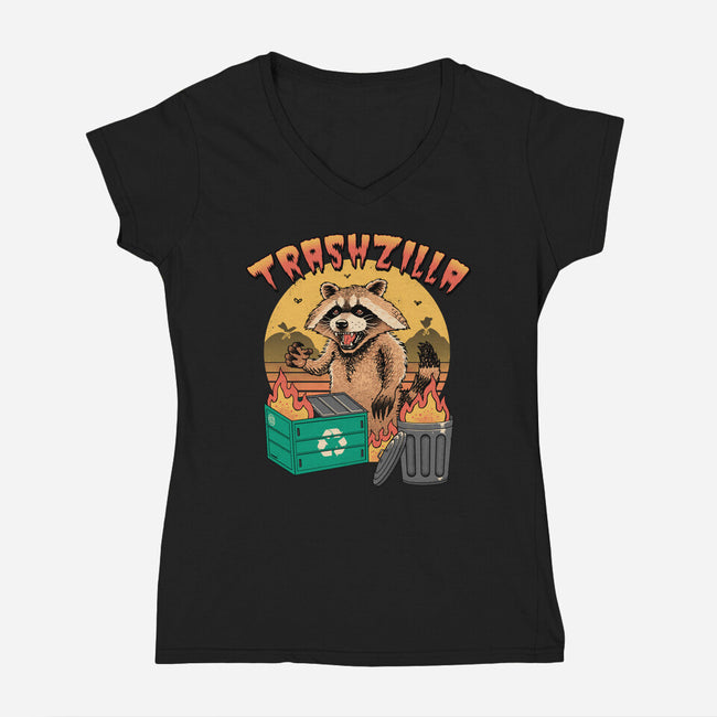 Trashzilla-Womens-V-Neck-Tee-vp021