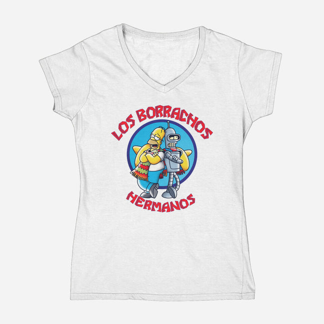 Los Borrachos Hermanos-Womens-V-Neck-Tee-Barbadifuoco