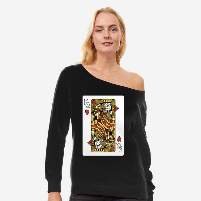 The Kiss Playing Cards-Womens-Off Shoulder-Sweatshirt-tobefonseca