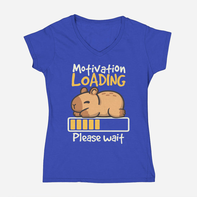 Capybara Motivation Loading-Womens-V-Neck-Tee-NemiMakeit