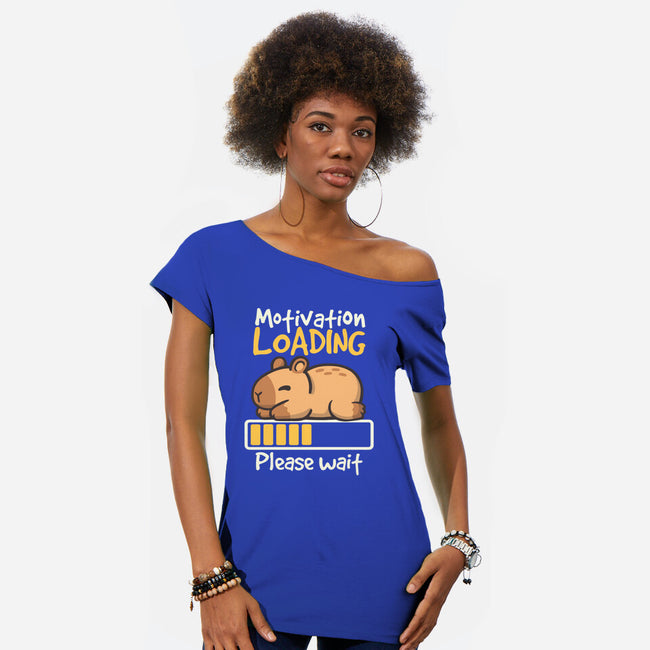 Capybara Motivation Loading-Womens-Off Shoulder-Tee-NemiMakeit