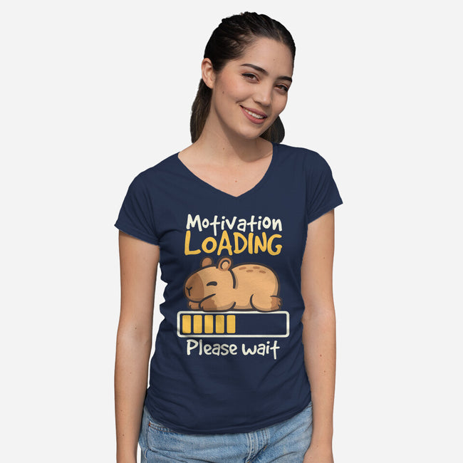 Capybara Motivation Loading-Womens-V-Neck-Tee-NemiMakeit