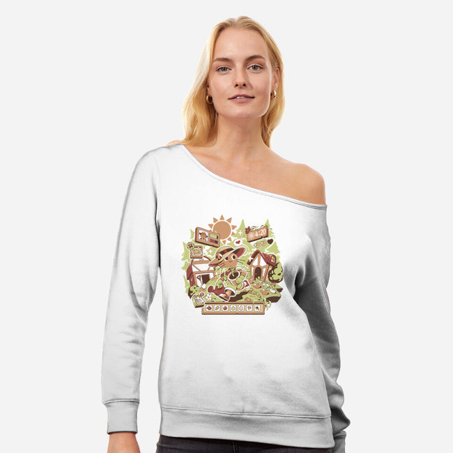 Harvest Meow-Womens-Off Shoulder-Sweatshirt-ilustrata