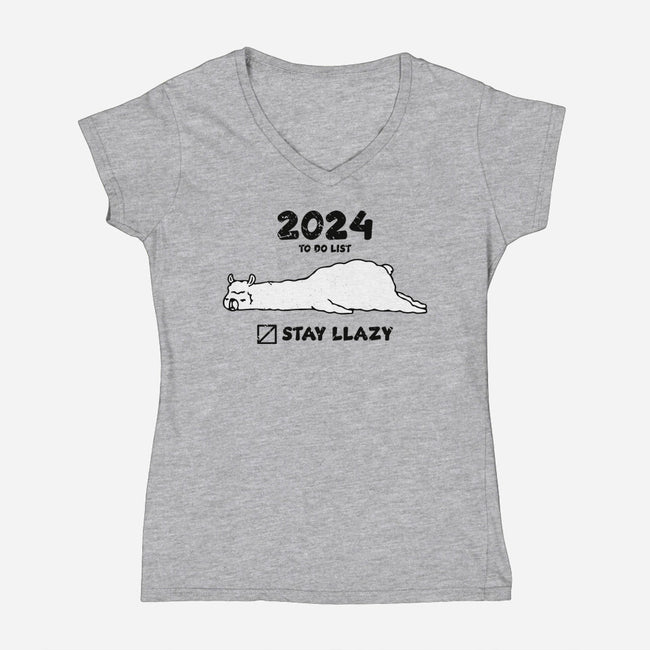 Stay Llazy-Womens-V-Neck-Tee-turborat14