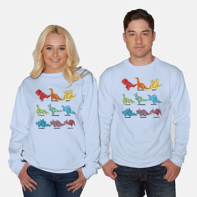 Origami Saurs-Unisex-Crew Neck-Sweatshirt-Vallina84