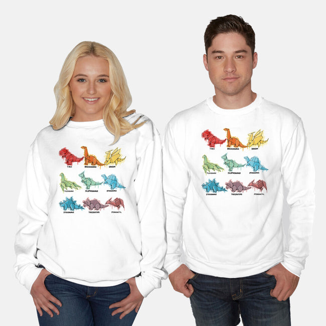 Origami Saurs-Unisex-Crew Neck-Sweatshirt-Vallina84