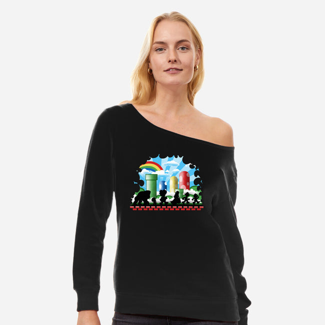 The Fellowship Of The Plumbers-Womens-Off Shoulder-Sweatshirt-zascanauta