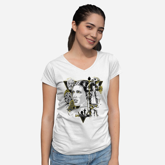 Classic Trilogy-Womens-V-Neck-Tee-CappO