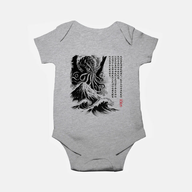 Great Old One Sumi-e-Baby-Basic-Onesie-DrMonekers