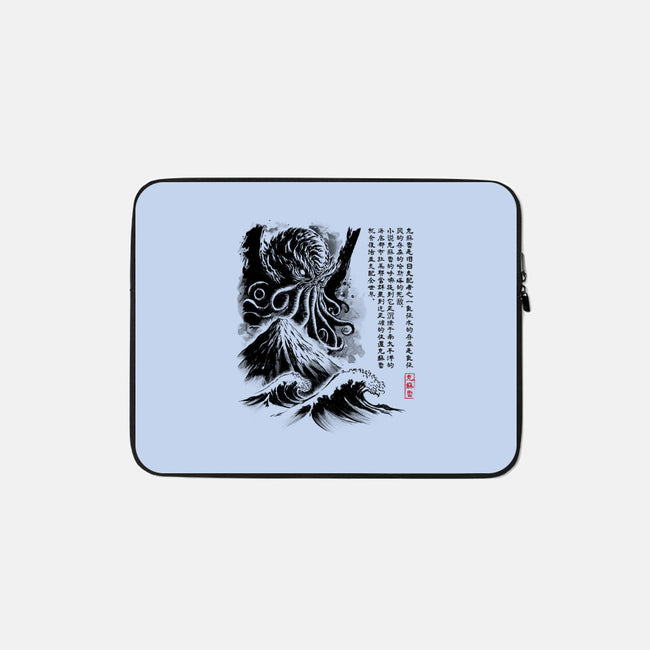 Great Old One Sumi-e-None-Zippered-Laptop Sleeve-DrMonekers