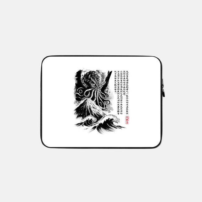 Great Old One Sumi-e-None-Zippered-Laptop Sleeve-DrMonekers