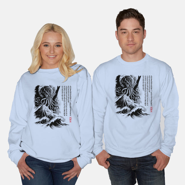 Great Old One Sumi-e-Unisex-Crew Neck-Sweatshirt-DrMonekers