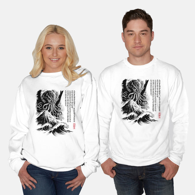 Great Old One Sumi-e-Unisex-Crew Neck-Sweatshirt-DrMonekers