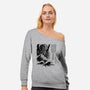 Great Old One Sumi-e-Womens-Off Shoulder-Sweatshirt-DrMonekers