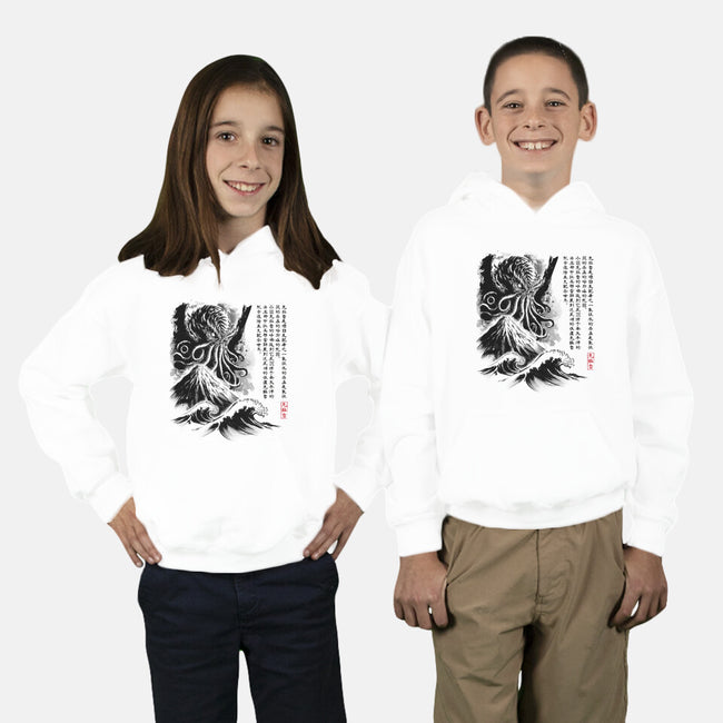 Great Old One Sumi-e-Youth-Pullover-Sweatshirt-DrMonekers