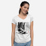 Great Old One Sumi-e-Womens-V-Neck-Tee-DrMonekers