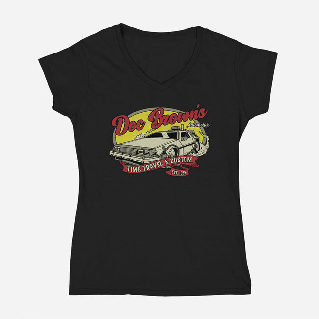 Doc's Automotive-Womens-V-Neck-Tee-retrodivision