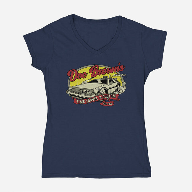 Doc's Automotive-Womens-V-Neck-Tee-retrodivision