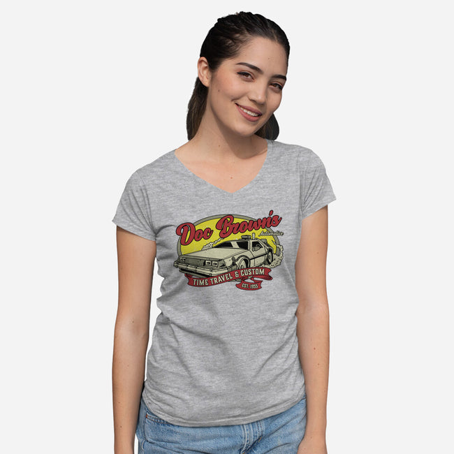 Doc's Automotive-Womens-V-Neck-Tee-retrodivision