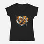 Valentine Kittens-Womens-V-Neck-Tee-Vallina84