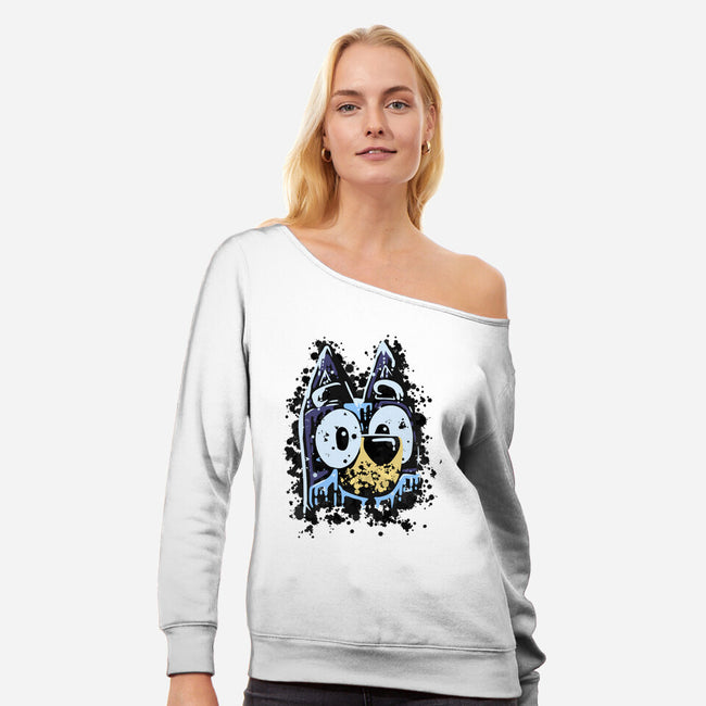 Dog Paint-Womens-Off Shoulder-Sweatshirt-nickzzarto