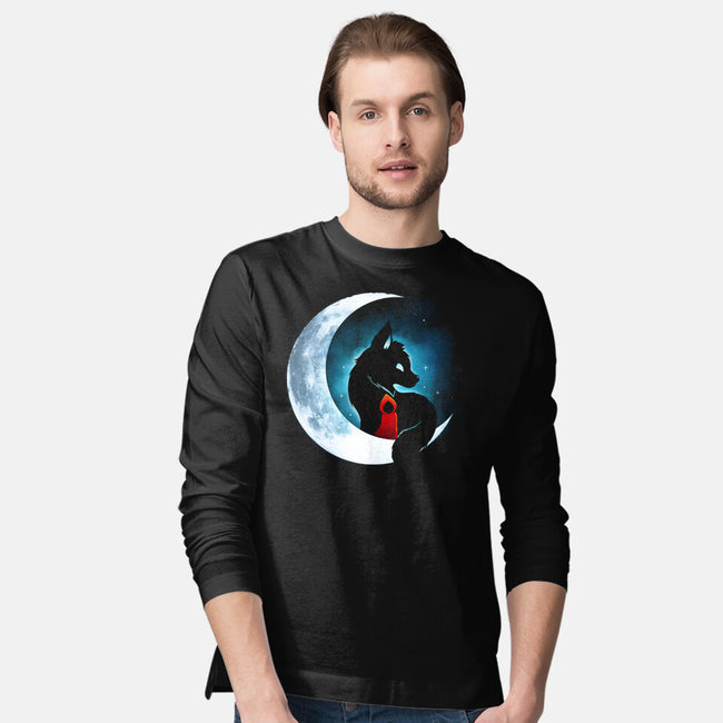 Red Wolf Moon-Mens-Long Sleeved-Tee-Vallina84