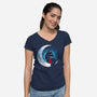 Red Wolf Moon-Womens-V-Neck-Tee-Vallina84