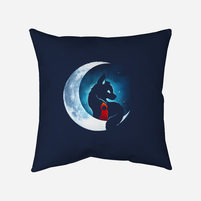 Red Wolf Moon-None-Removable Cover-Throw Pillow-Vallina84