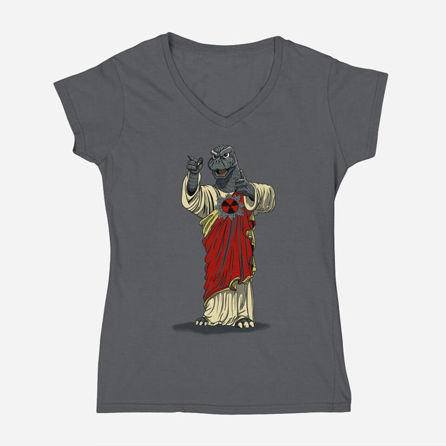 Son Of Godzilla-Womens-V-Neck-Tee-SeamusAran