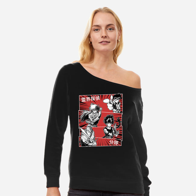 Spirit World Detectives-Womens-Off Shoulder-Sweatshirt-Astrobot Invention