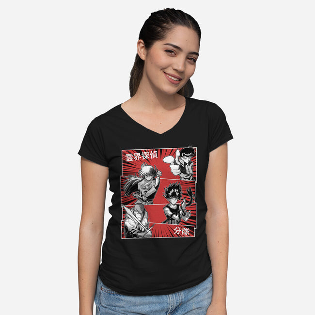 Spirit World Detectives-Womens-V-Neck-Tee-Astrobot Invention