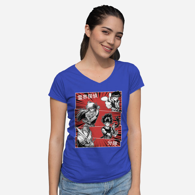 Spirit World Detectives-Womens-V-Neck-Tee-Astrobot Invention