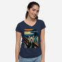 The Scream Of The Cat-Womens-V-Neck-Tee-ALMIKO