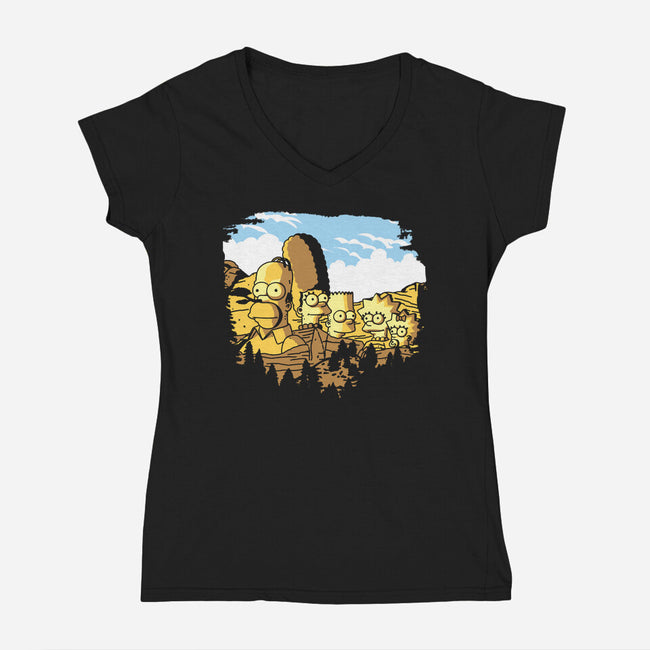 Mount Simpsons-Womens-V-Neck-Tee-dalethesk8er