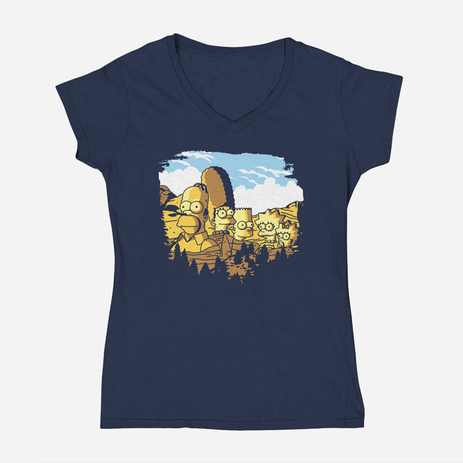 Mount Simpsons-Womens-V-Neck-Tee-dalethesk8er