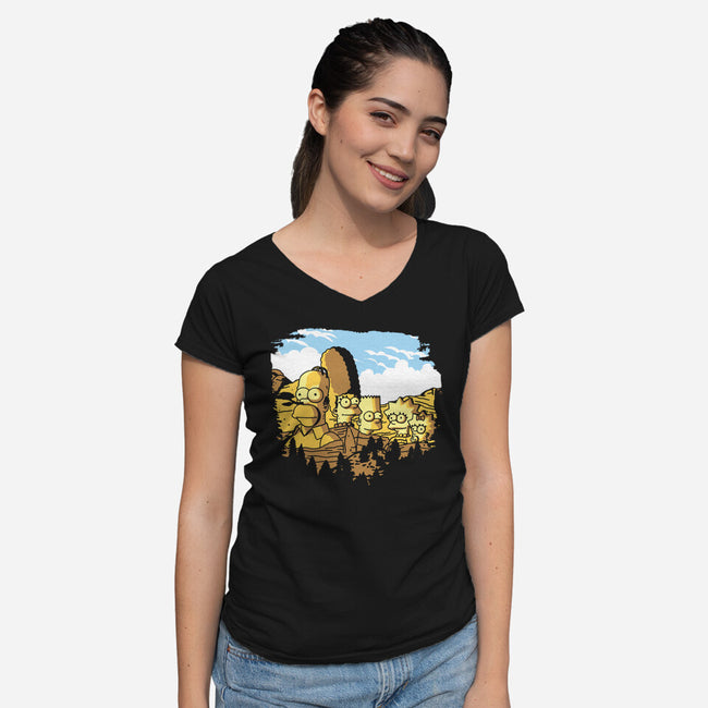 Mount Simpsons-Womens-V-Neck-Tee-dalethesk8er