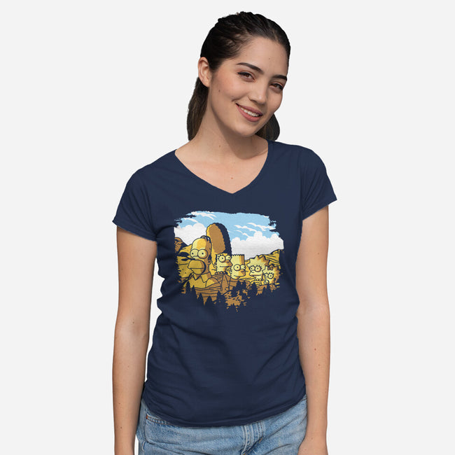 Mount Simpsons-Womens-V-Neck-Tee-dalethesk8er