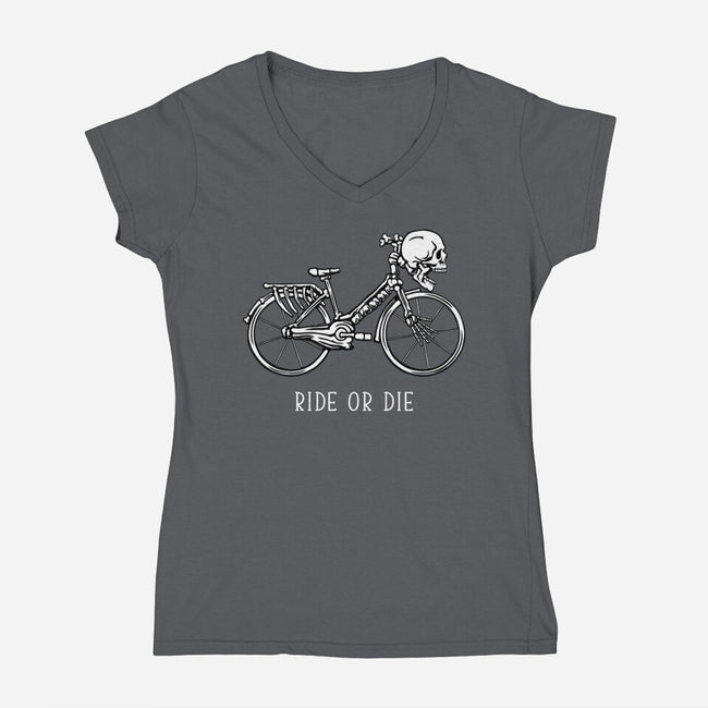 Bike Skeleton-Womens-V-Neck-Tee-tobefonseca